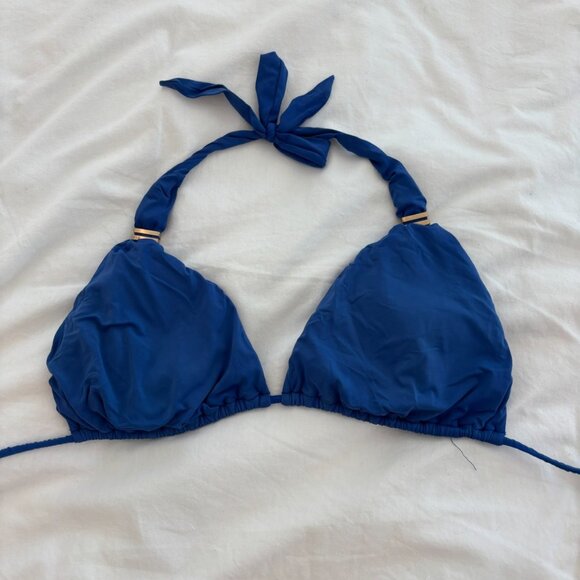 💙 ViX Paula Hermanny Blue Triangle Bikini Top – Gold Ring Detail | Size M/L - Picture 5 of 7